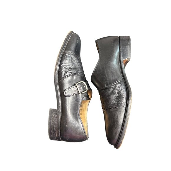 Vintage Vito Rufolo Men's Black Leather Imperial Loafers Cap Toe Monk Strap 10 - Picture 5 of 9